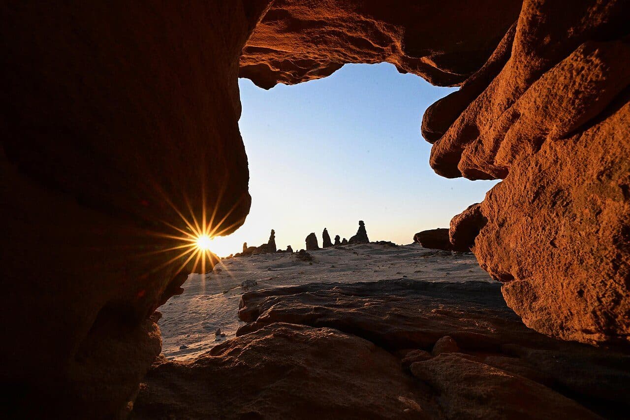 Sandstone rock in AlUla at sunset
